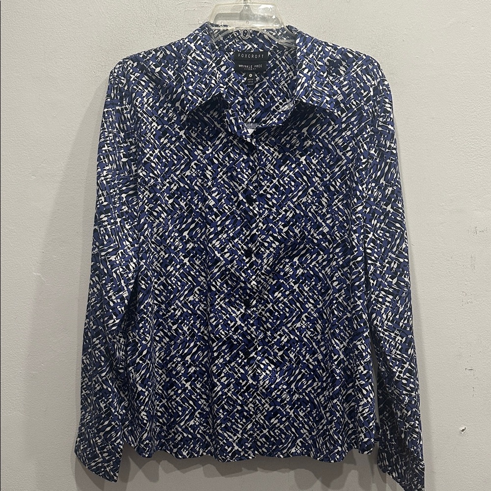FOXCROFT Button Down Shirt Size 16 NWT wrinkle free fitted fit 100% cotton NWT